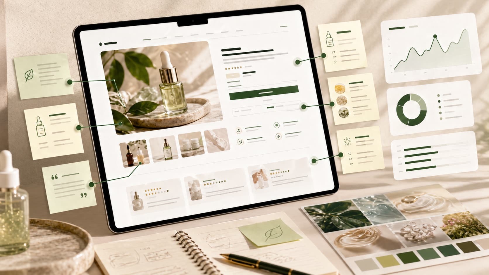 A Shopify storefront signal planning board used to turn product proof into Meta ad tests.
